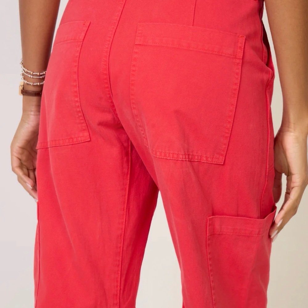Pistola Sabrina Utility Pants Drawstring High Rise Red Cotton Twill Size 26 EUC - Picture 5 of 9